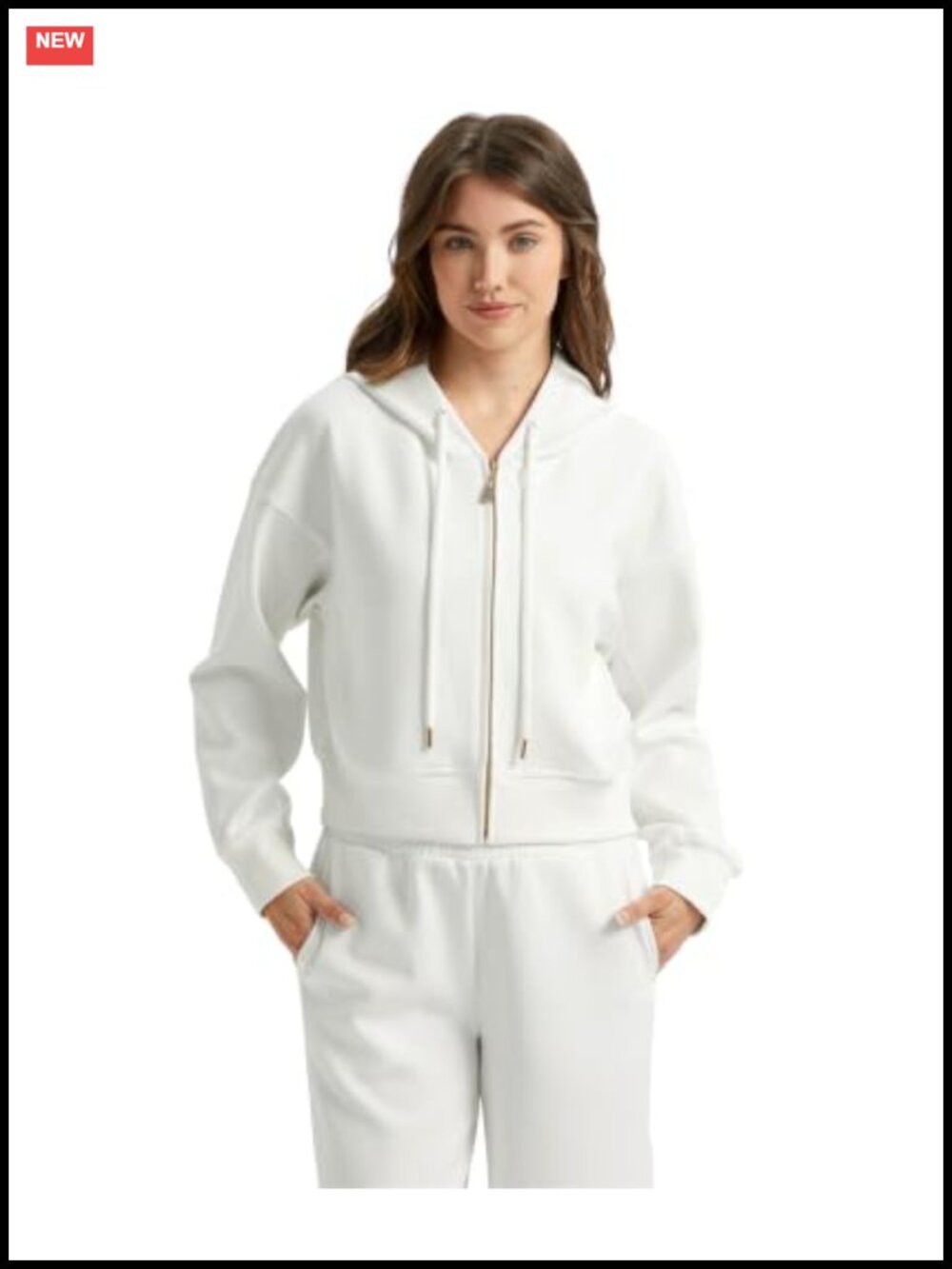 Women's Full Zip Up Cropped Hoodie Modal Blend Relaxed Fit